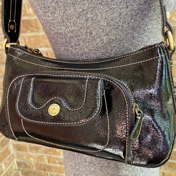 PERLINA Black Patent Leather Handbag EUC - Picture 2 of 9